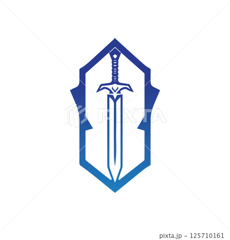 Creative Sword and Shield Logo Design Illustration Template 125710161