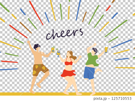 People enjoying a toast on the beach 125710553