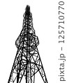Antenna transmission communication tower vector background concept. Cell tower silhouette isolated on white background. Vector illustration 125710770