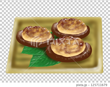しいたけの肉詰めの手描きイラスト 125711679