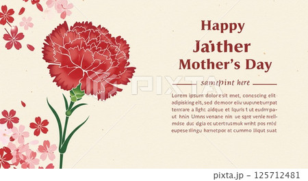 カーネーション　クリーム色背景　 125712481