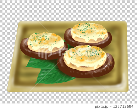 Grilled shiitake mushroom cheese Grilled shiitake mushroom cheese 125712694