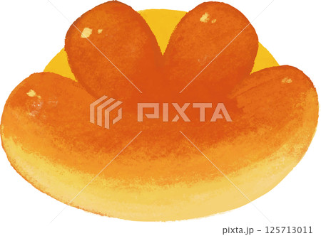 色鉛筆やクレヨンで書いたような手描き風クリームパン 125713011