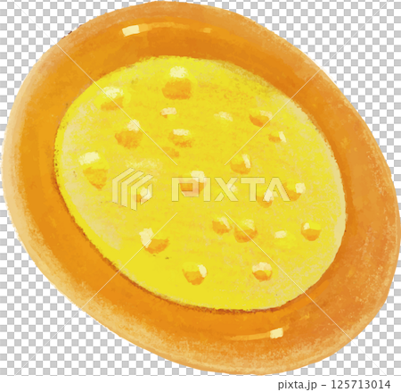 Hand-drawn mayonnaise corn bread that looks like it was drawn with colored pencils or crayons 125713014