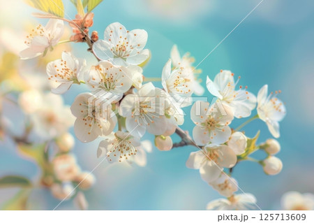 Close-Up of Blooming Cherry Blossoms 125713609