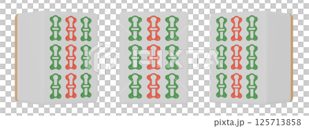 3DCG illustration of Kyuusou mahjong tiles seen from three directions 3DCG illustration of Kyuusou mahjong tiles seen from three directions 125713858