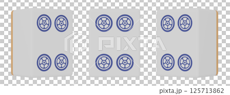 3D CG illustration of Supin's mahjong tiles seen from three directions 125713862
