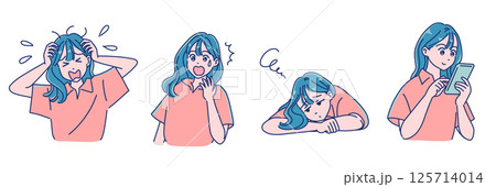 アニメタッチの女の子　表情セット 125714014