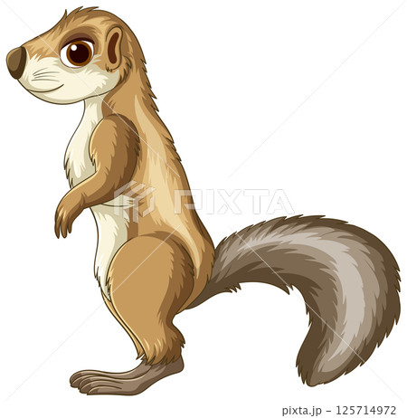 Charming Cartoon Squirrel with Fluffy Tail 125714972