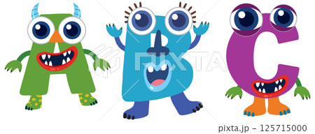 Playful Monster Alphabet Characters Illustration 125715000