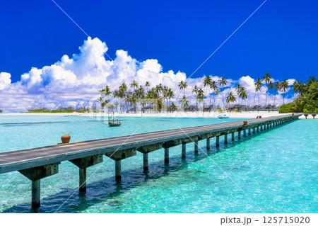 真夏の南国イメージ・インド洋の美しいサンゴ礁の海 125715020