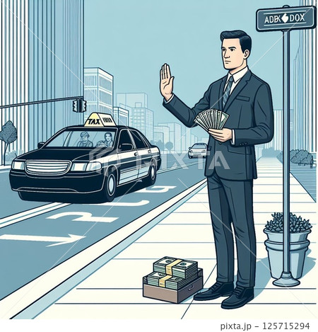 バブル時代のタクシー待ちのイメージ バブル時代のタクシー待ちのイメージ 125715294