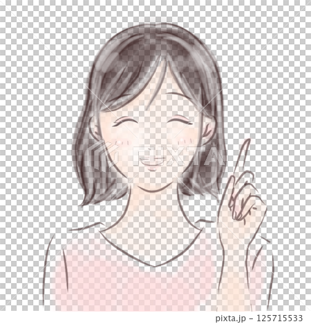 A woman pointing and explaining with a smile 125715533