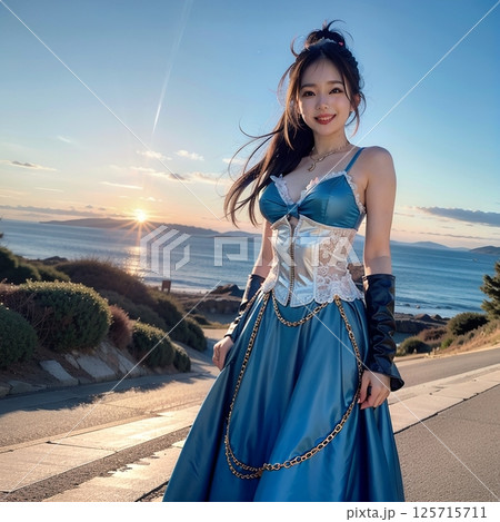 夕日の海岸で　コスプレ撮影！！ 125715711