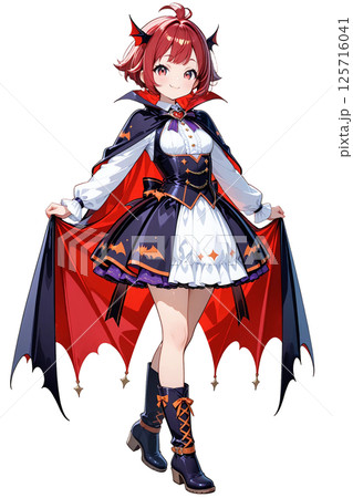 ハロウィンの吸血鬼コスプレの女の子 125716041