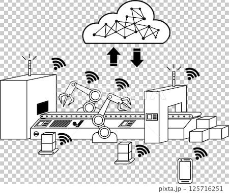 製造ラインと製造DXのイメージベクター画像 125716251