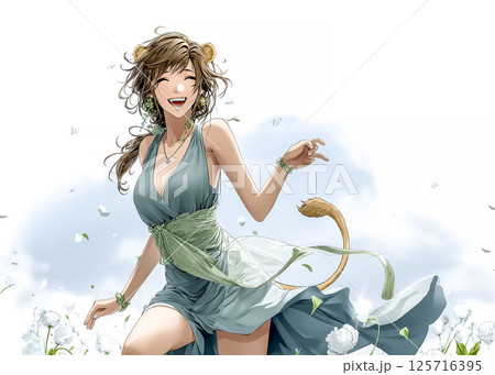 笑顔のライオンの妖精のイラスト素材 125716395