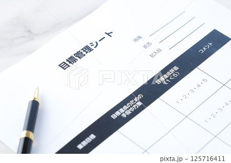 個人やチームの達成目標を明確に定義し、進捗状況を追跡するためのツールである「目標管理シート」 個人やチームの達成目標を明確に定義し、進捗状況を追跡するためのツールである「目標管理シート」 125716411