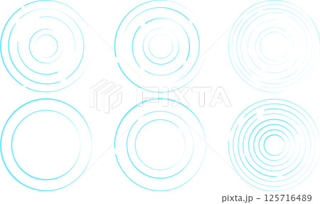6パターンの丸い波紋の素材セット 125716489