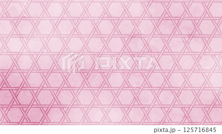 和の背景　ピンク色の籠目文様パターン 125716845