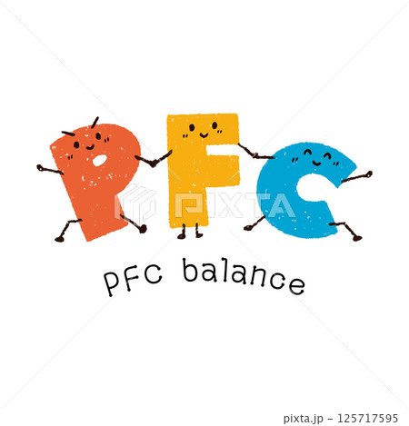 手描きのPFCバランスを表すキャラクター 125717595