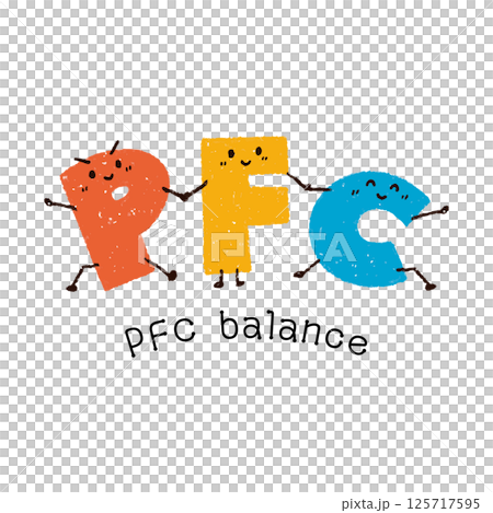 手描きのPFCバランスを表すキャラクター 125717595