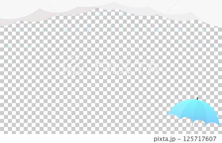 青い傘に上に広がる雲から点線の雨が落ちる背景 青い傘に上に広がる雲から点線の雨が落ちる背景 125717607