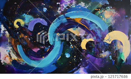 Cosmic abstract swirling galaxies with bright nebulae and stars in deep space Cosmic abstract swirling galaxies with bright nebulae and stars in deep space 125717686