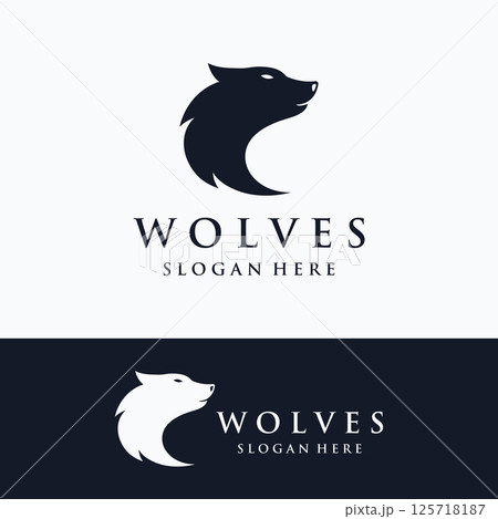 Night wolf abstract Logo template design simple isolated background.Vector illustration. 125718187