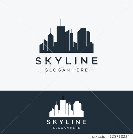 Healthy modern city skyline logo template design.Logo for business, property, building and architect. 125718224