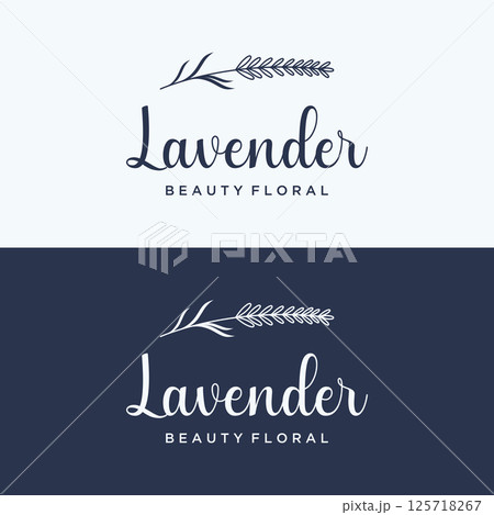 Hand drawn organic lavender flower logo template design.Logo for cosmetic, beauty,tea,oil,herb. 125718267