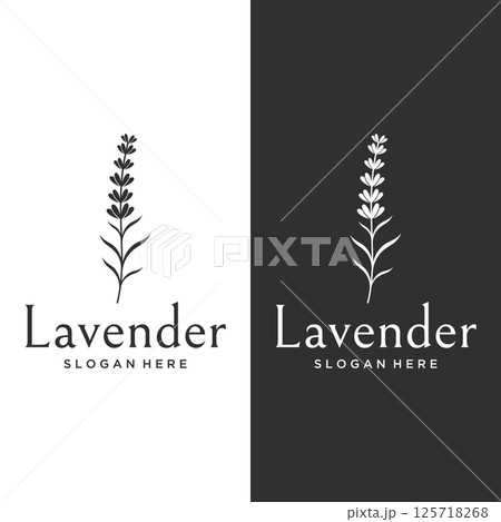 Hand drawn organic lavender flower logo template design.Logo for cosmetic, beauty,tea,oil,herb. 125718268