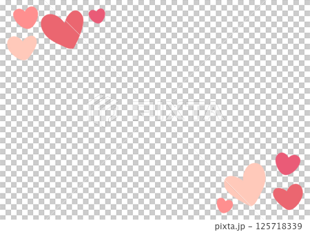 ピンクのかわいいハート模様のフレーム背景 125718339