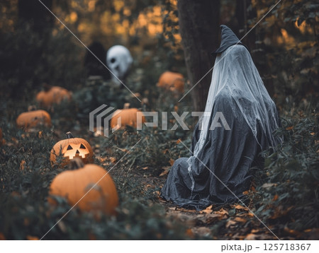 little girl witch in halloween costume on halloween little girl witch in halloween costume on halloween 125718367