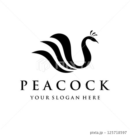 Creative peacock and peacock feather logo template design-Vector illustration. 125718597