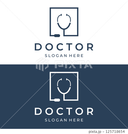 Doctor stethoscope logo template design for health care with creative idea. Vector illustration. 125718654