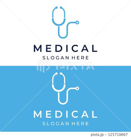 Doctor stethoscope logo template design for health care with creative idea. Vector illustration. 125718667