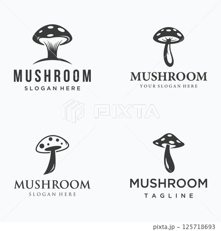 Unique organic mushroom farm creative logo template design with modern concept.Vector illustration. 125718693