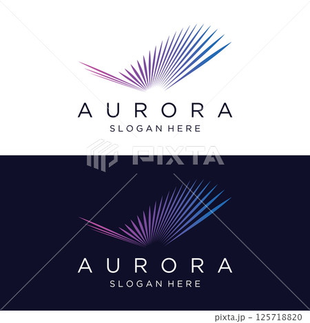 The northern lights wave logo design was inspired by the aurora borealis. 125718820