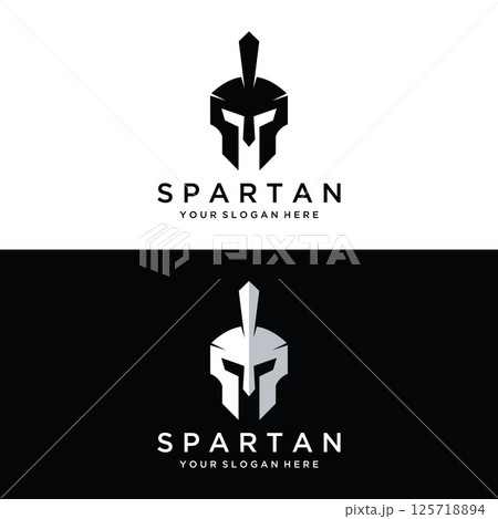 Simple Greek spartan warrior helmet Logo template design, with creative idea. Simple Greek spartan warrior helmet Logo template design, with creative idea. 125718894