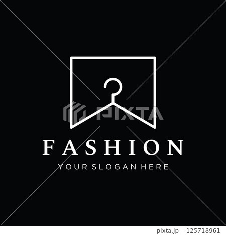 Simple coat hanger logo template design with creative idea.Logo for business, boutique, fashion, beauty. 125718961