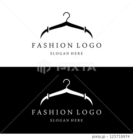 Simple coat hanger logo template design with creative idea.Logo for business, boutique, fashion, beauty. 125718974