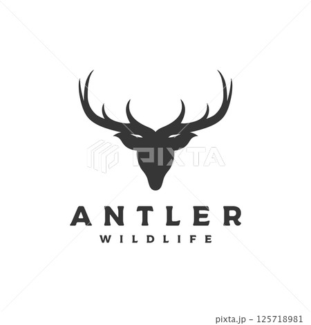 Deer Antlers and vintage deer head logo template design.Logo for badge,deer hunter,adventure and wildlife. Deer Antlers and vintage deer head logo template design.Logo for badge,deer hunter,adventure and wildlife. 125718981