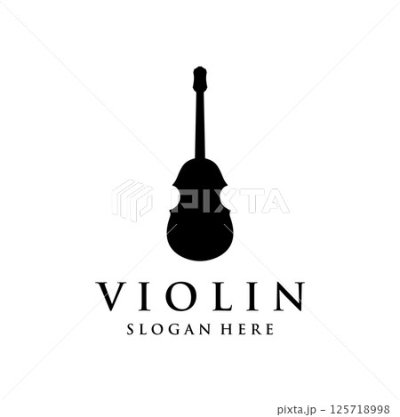 Violin and violin plucked instrument logo template design with vector illustration. 125718998