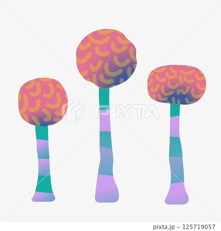 Bright colorful cute alien plants on a white background, vector illustration Bright colorful cute alien plants on a white background, vector illustration 125719057