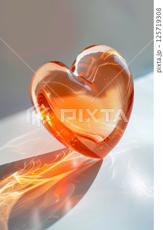 Elegant Glass Heart with Light Reflections for Valentine’s Day Decor or Gift 125719308