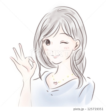 オッケーサインを出す女性 125719351