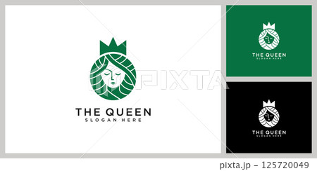 queen logo vector design.beauty woman face logo 125720049