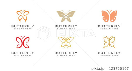 set of butterfly animal logo vector design set of butterfly animal logo vector design 125720197