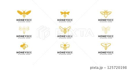 set of honey bee animal logo vector set of honey bee animal logo vector 125720198